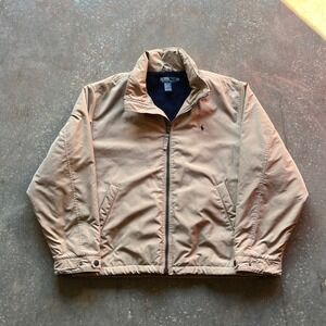 Polo Ralph Lauren Khaki Zip Up Quilt Lined Jacket Full Zip Puffer Style Men's XL